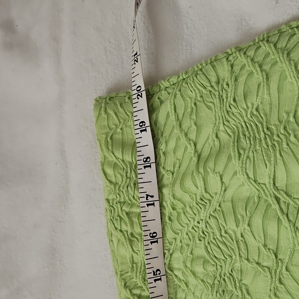 Groovy Textured Lime Green Midi Skirt - Picture 2 of 5